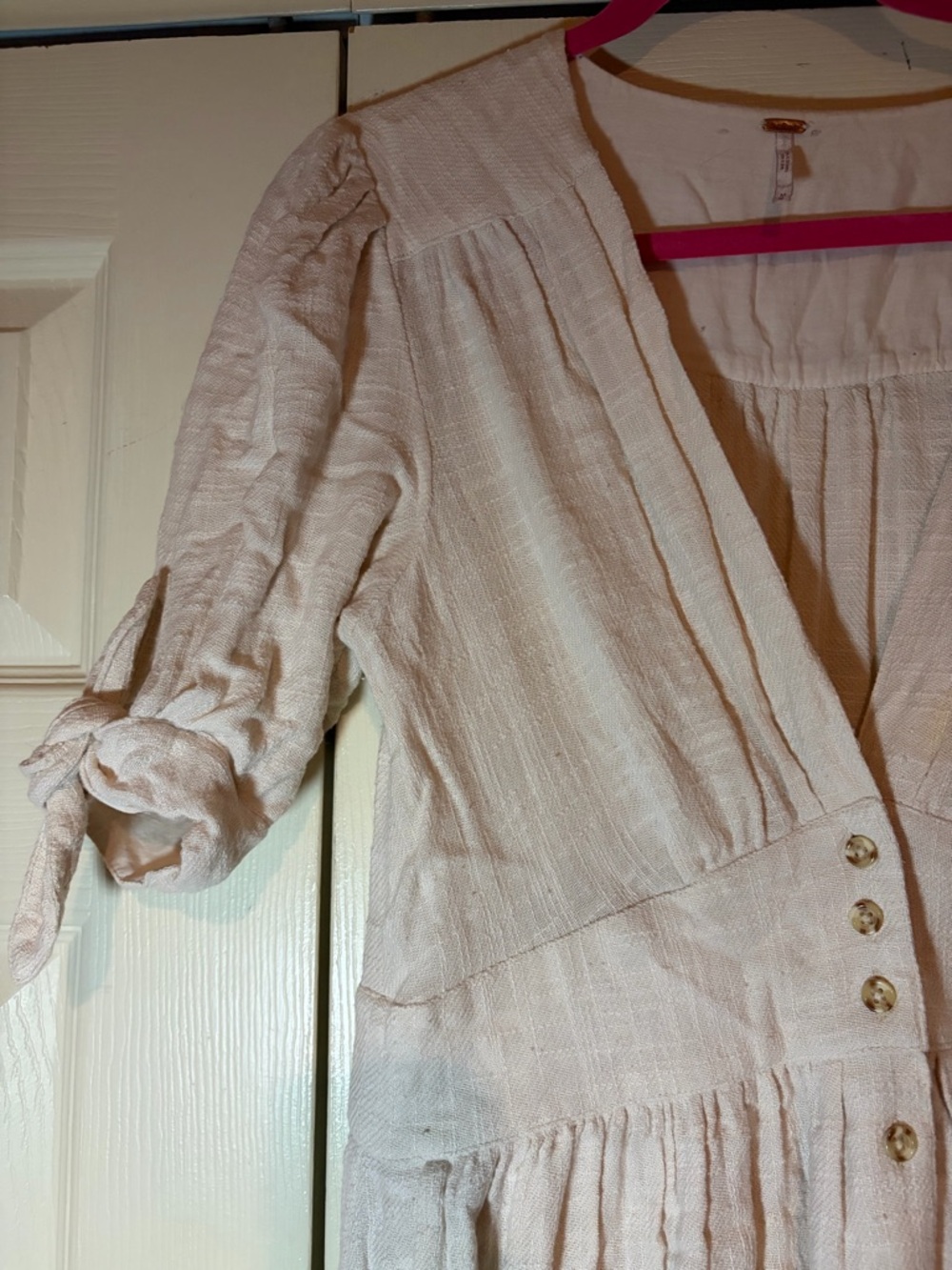 Free People Cream Button-Front Midi Dress - Picture 3 of 5